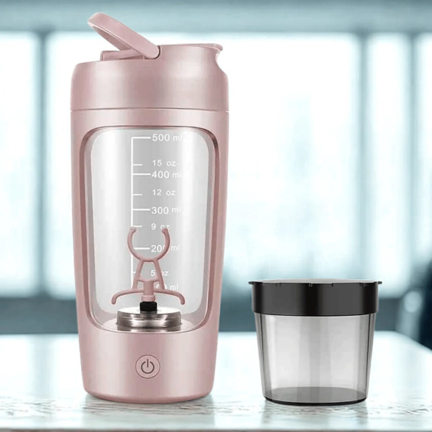 Shaker proteine électrique rose sans fil, recharge USB incluse