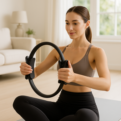 Anneau pilates noir, fitness, musculation, yoga, gym