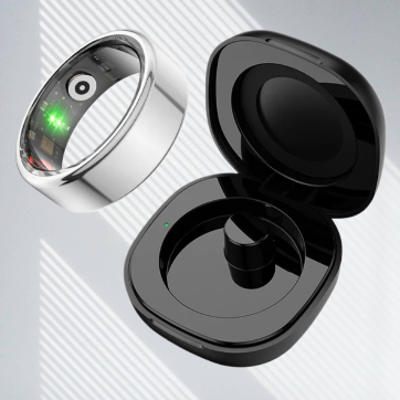 Vue d’une bague connectée alliant musculation, santé et innovation.