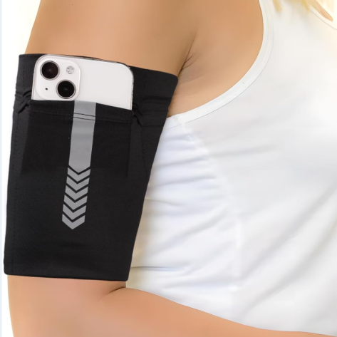 Brassard téléphone noir en tissus doux et respirant