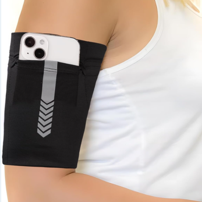 Brassard téléphone noir en tissus doux et respirant