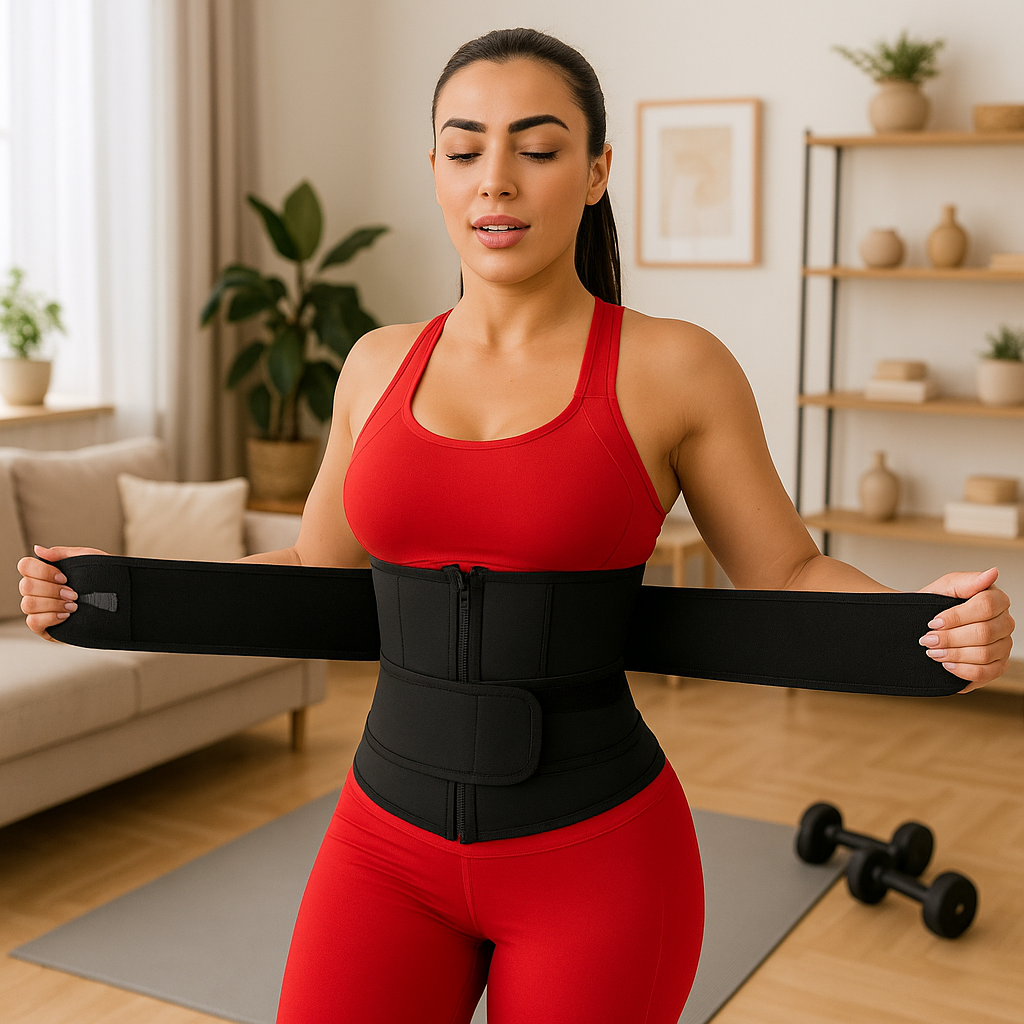 Ceinture abdominale noire pour femme alliée minceur