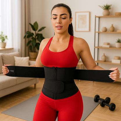 Ceinture abdominale noire pour femme alliée minceur