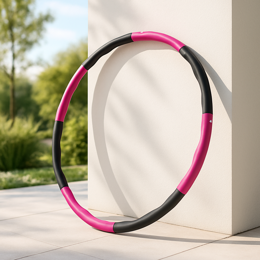Cerceau fitness rose et noir détachable, léger, compact, pratique