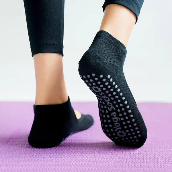Chaussette antidérapante noir en coton 