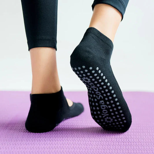 Chaussette antidérapante noir en coton 