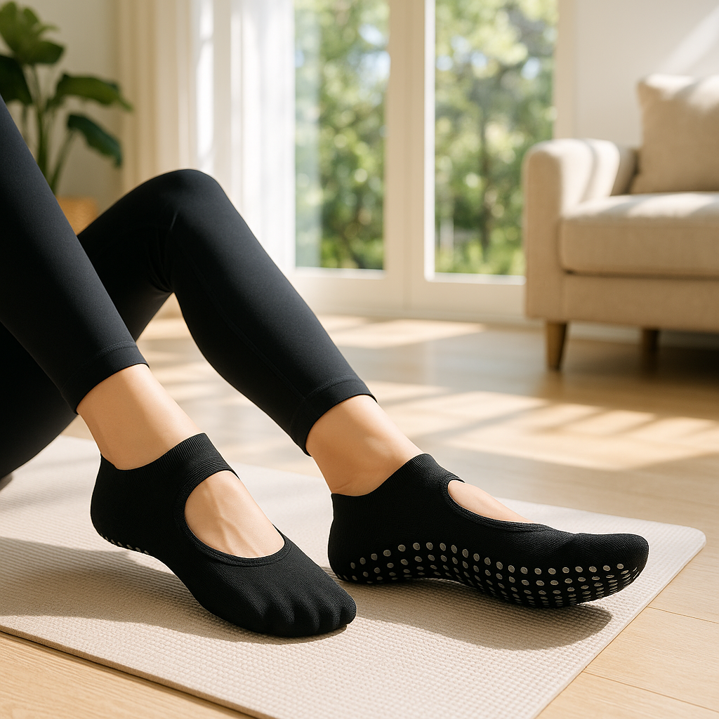 Chaussette antidérapante noir pour yoga, pilates, danse, gym, fitness