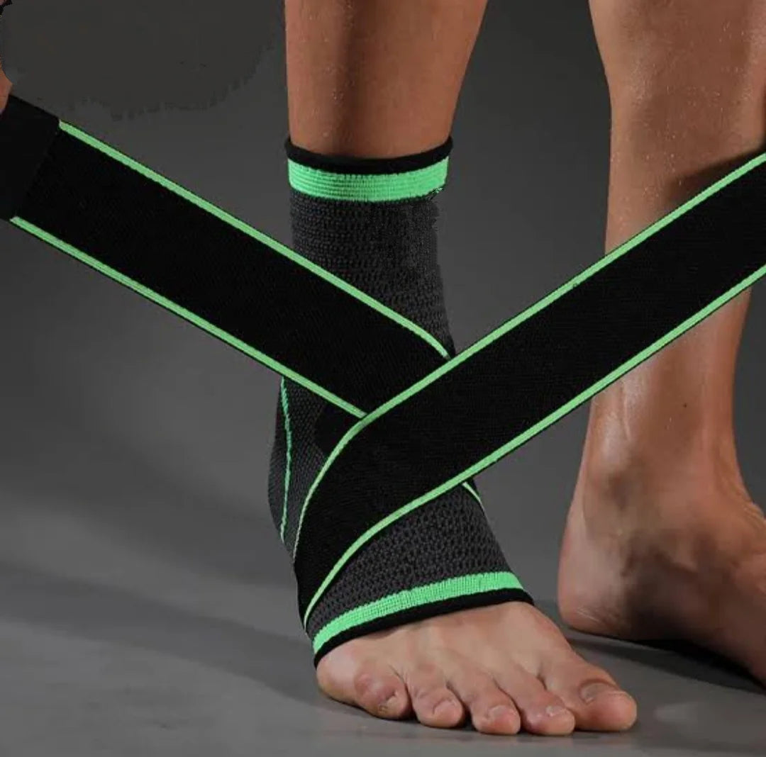 Chevillère verte, élastique, ajustable et confortable pour reprendre le sport sans douleurs