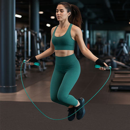Corde à sauter avec poignées confortables, vitesse et rotation à 360°
