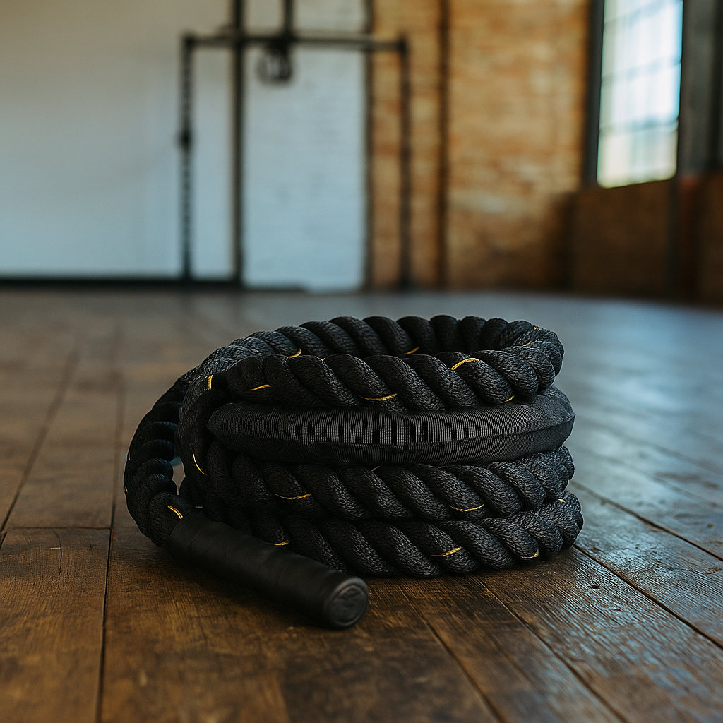 Corde à sauter lestée lourde noire pour renforcement-musculaire