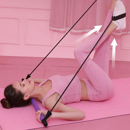 Élastique musculation, barre de pilates avec bande élastique et poignées 