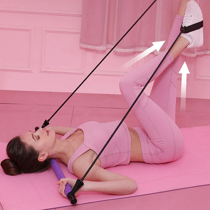 Élastique musculation, barre de pilates avec bande élastique et poignées 