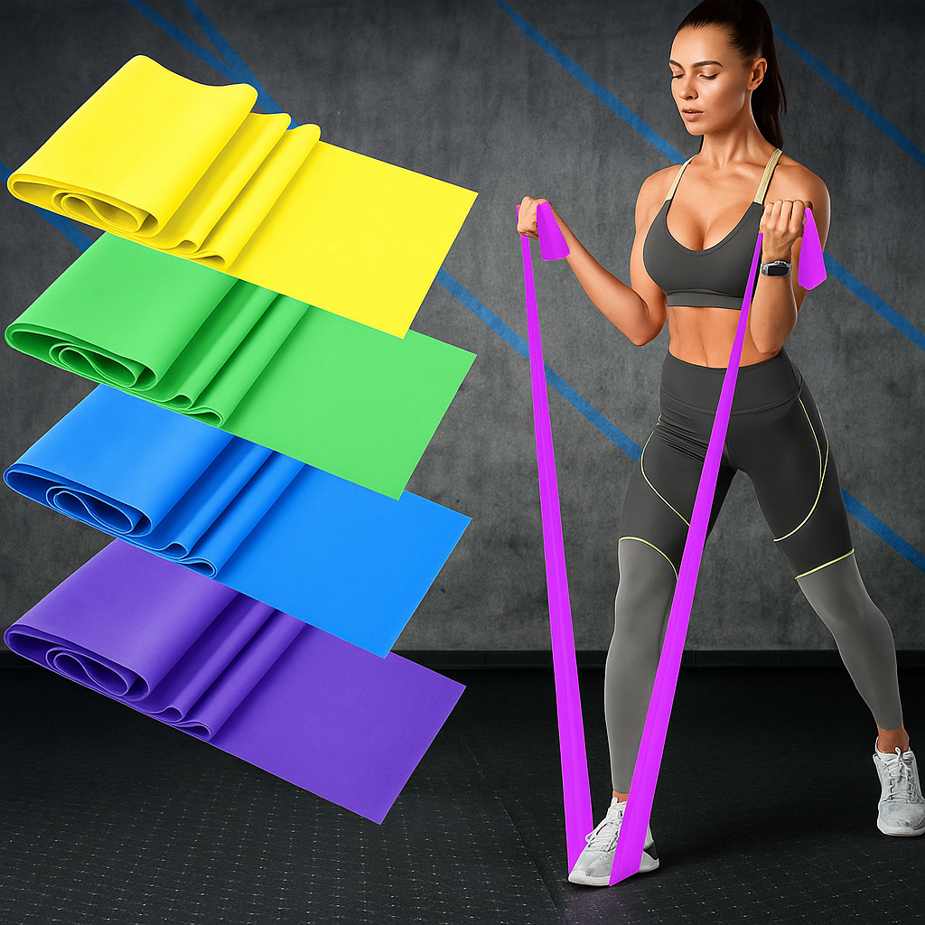 Élastique musculation jaune, vert, bleu, violet offrent différents niveaux de résistance