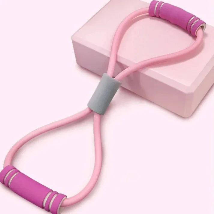 Élastique musculation rose avec poignées en mousse confortable et  pratique