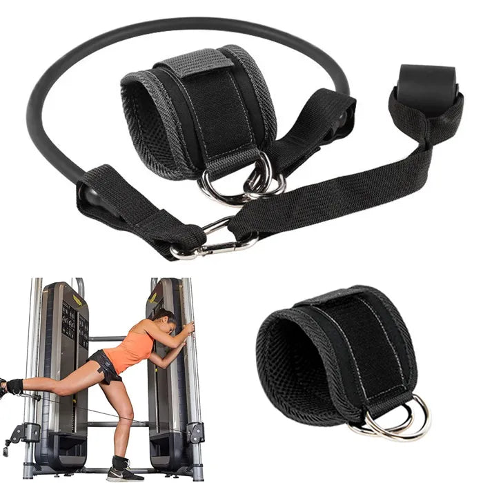 Élastique musculation avec sangle cheville noire et ancrage porte