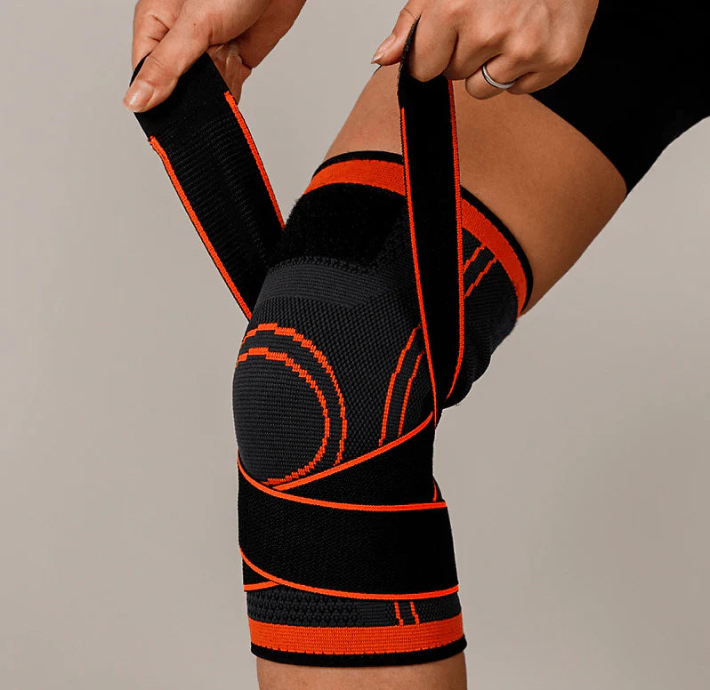 Genouillère sport double sangle ajustable velcro orange