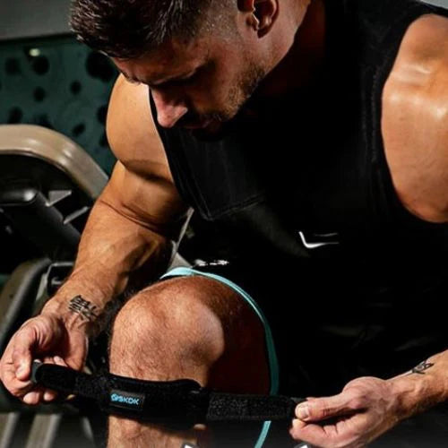 Genouillère noire sport ultra-mince, ceinture rotulienne ajustable