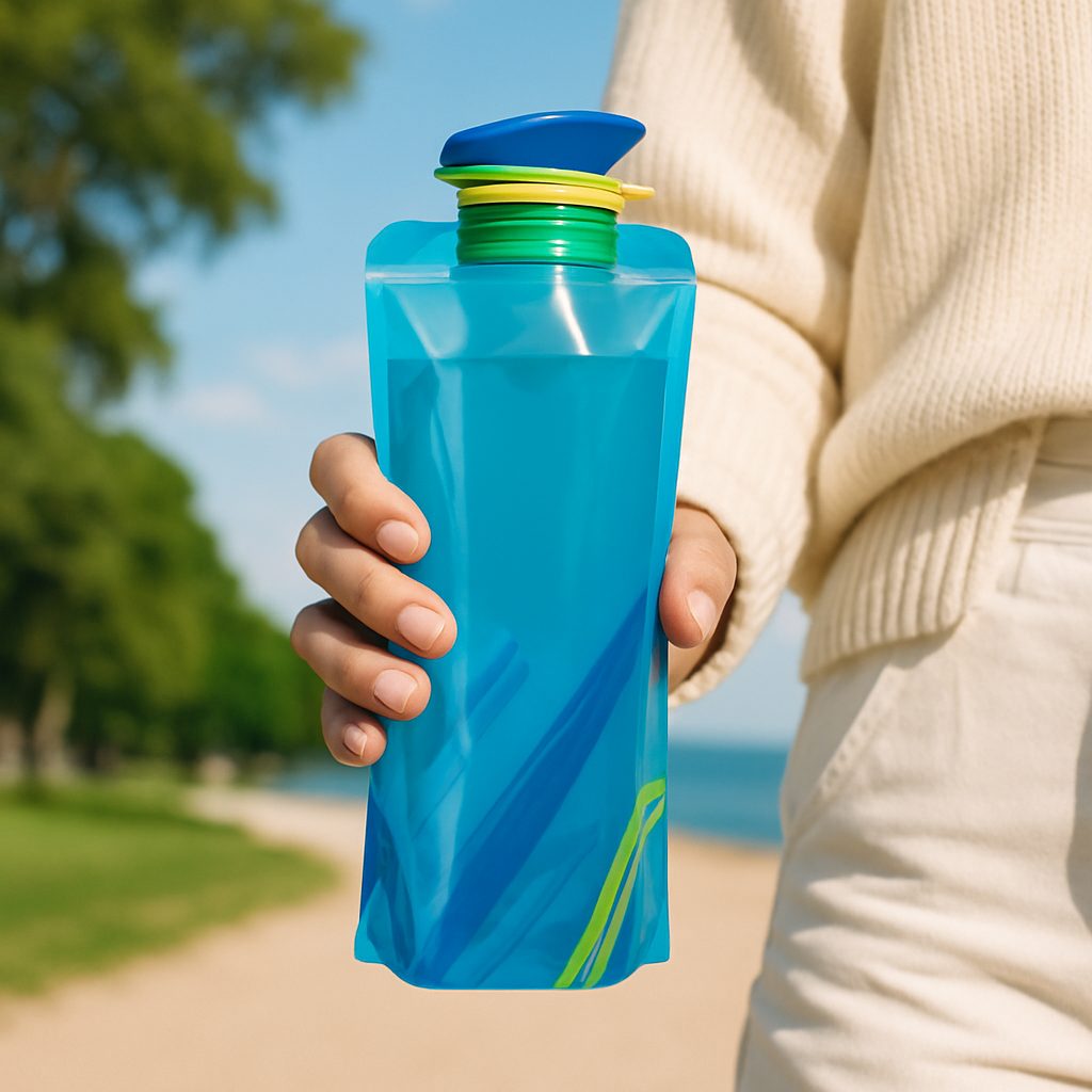 Gourde sport pliante bleu