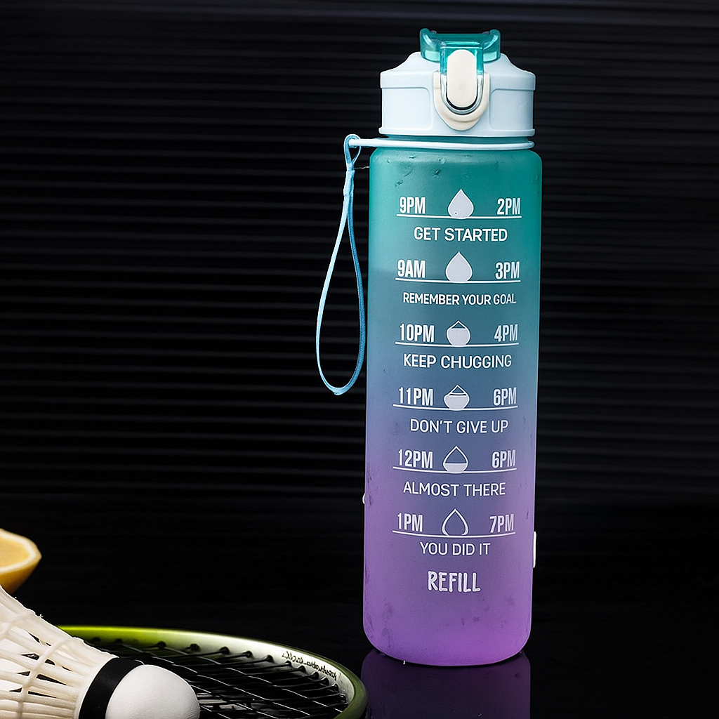 Gourde sport colorée vert avec paille intégrée