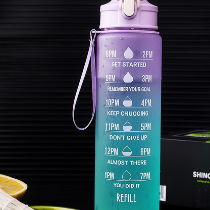 Gourde sport colorée violet avec paille intégrée