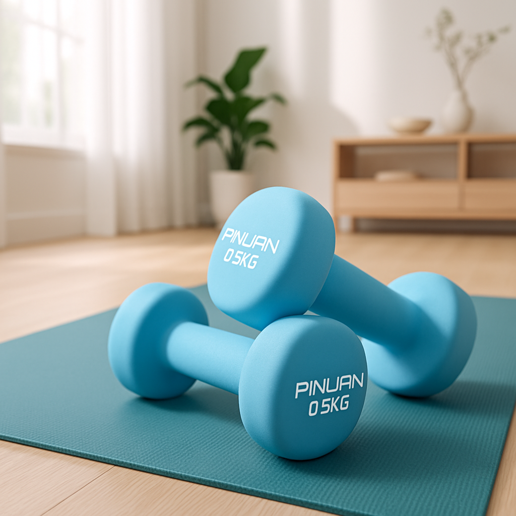 Haltères fitness bleu en fonte de 0,5 kg