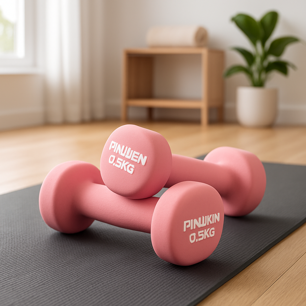 Haltères fitness rose en fonte de 0,5 kg