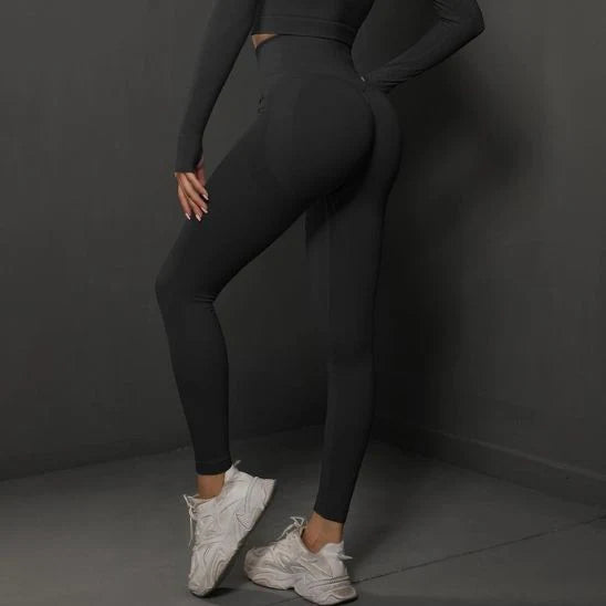 Legging sport pour femme sexy push-up sans couture couleur noir