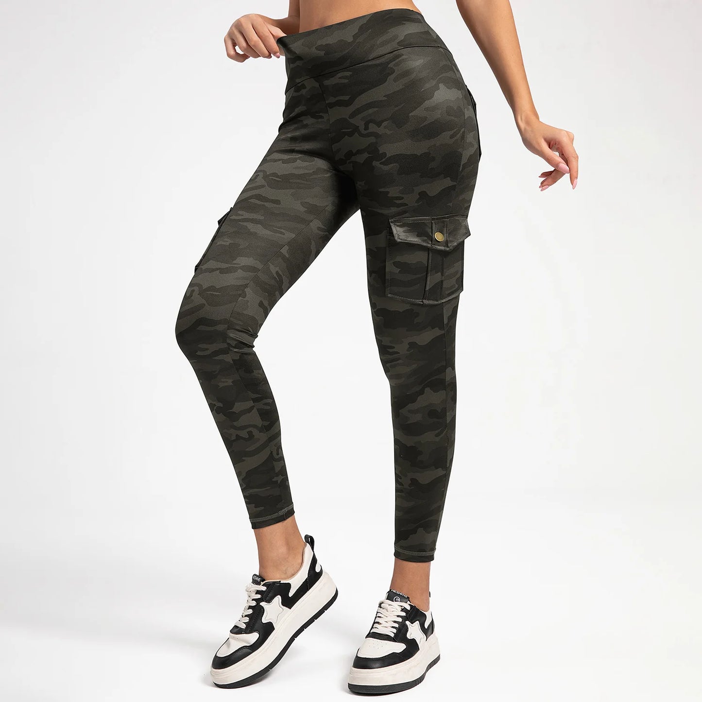 Legging sport femme style militaire camouflage cargo