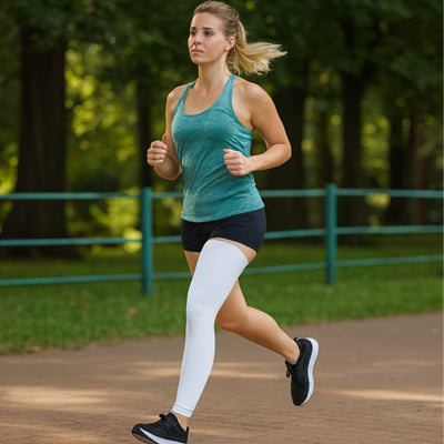 Manchon de compression blanc course à pied