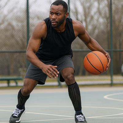 Manchon de compression mollet réduit la fatigue musculaire