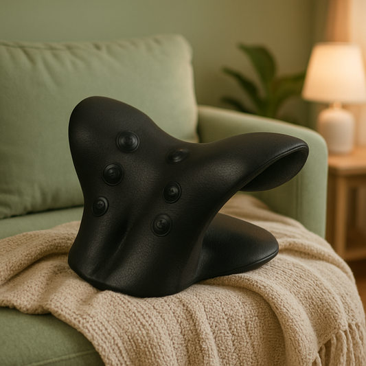 Coussin noir en silicone pour cervicale offrant massage pour réduire douleurs