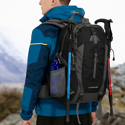 Sac de sport, sac de randonnée noire, sac a dos multiples poches et compartiments séparé