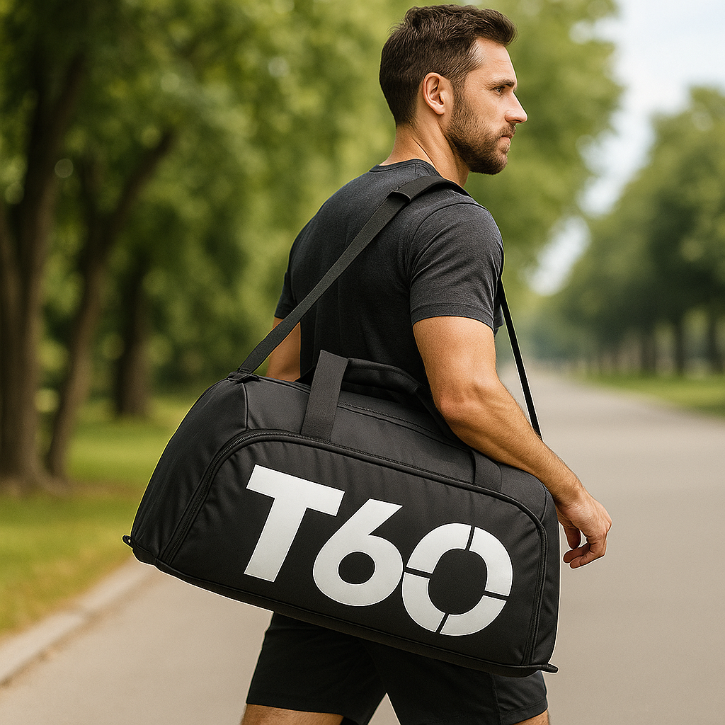 Sac de sport multifonction, grande capacité, noir et blanc, T60