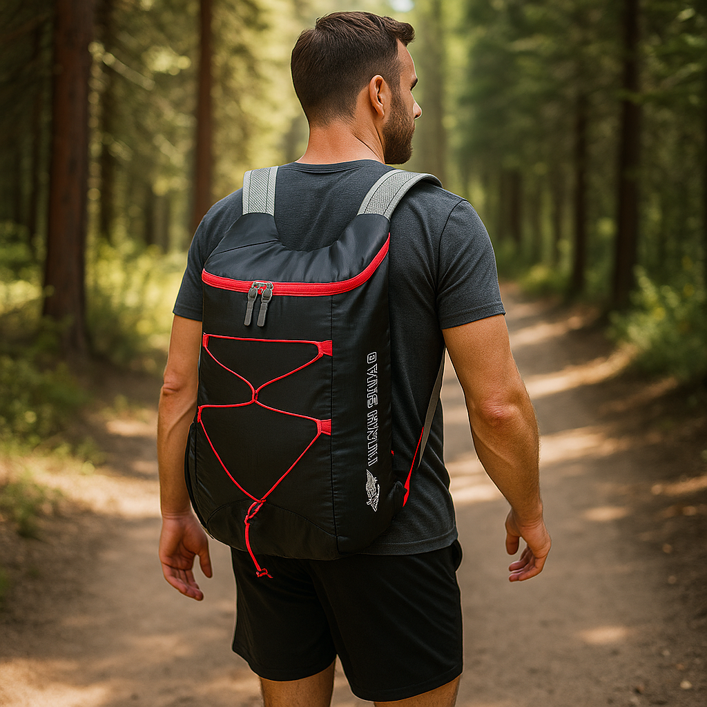 Sac de sport pliable rouge et noir