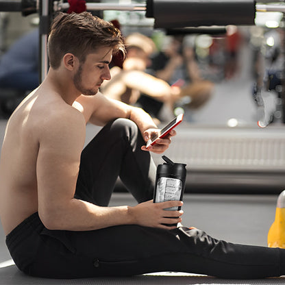 Shaker proteine électrique noir sans fil, recharge USB incluse pour musculation, fitness