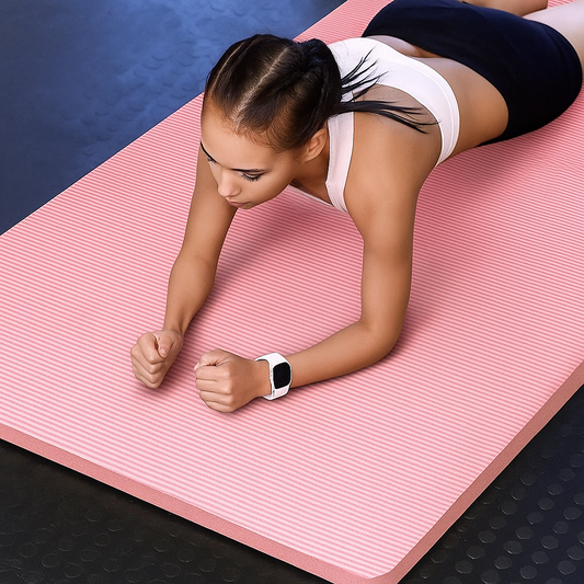 Tapis de yoga épais rose, résistant, antidérapant et confortable
