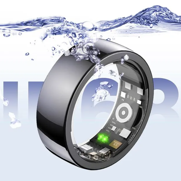 Bague de santé connectée offrant un suivi continu 24h/24 des données personnelles.